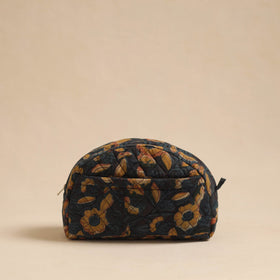 Black Handcrafted Cotton Quilted Cosmetic Pouch 