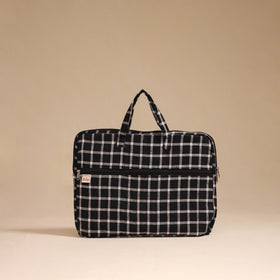Black - handcrafted cotton quilted laptop bag 03