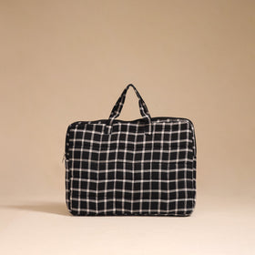 Black - handcrafted cotton quilted laptop bag 03