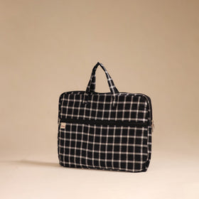 Black - handcrafted cotton quilted laptop bag 03