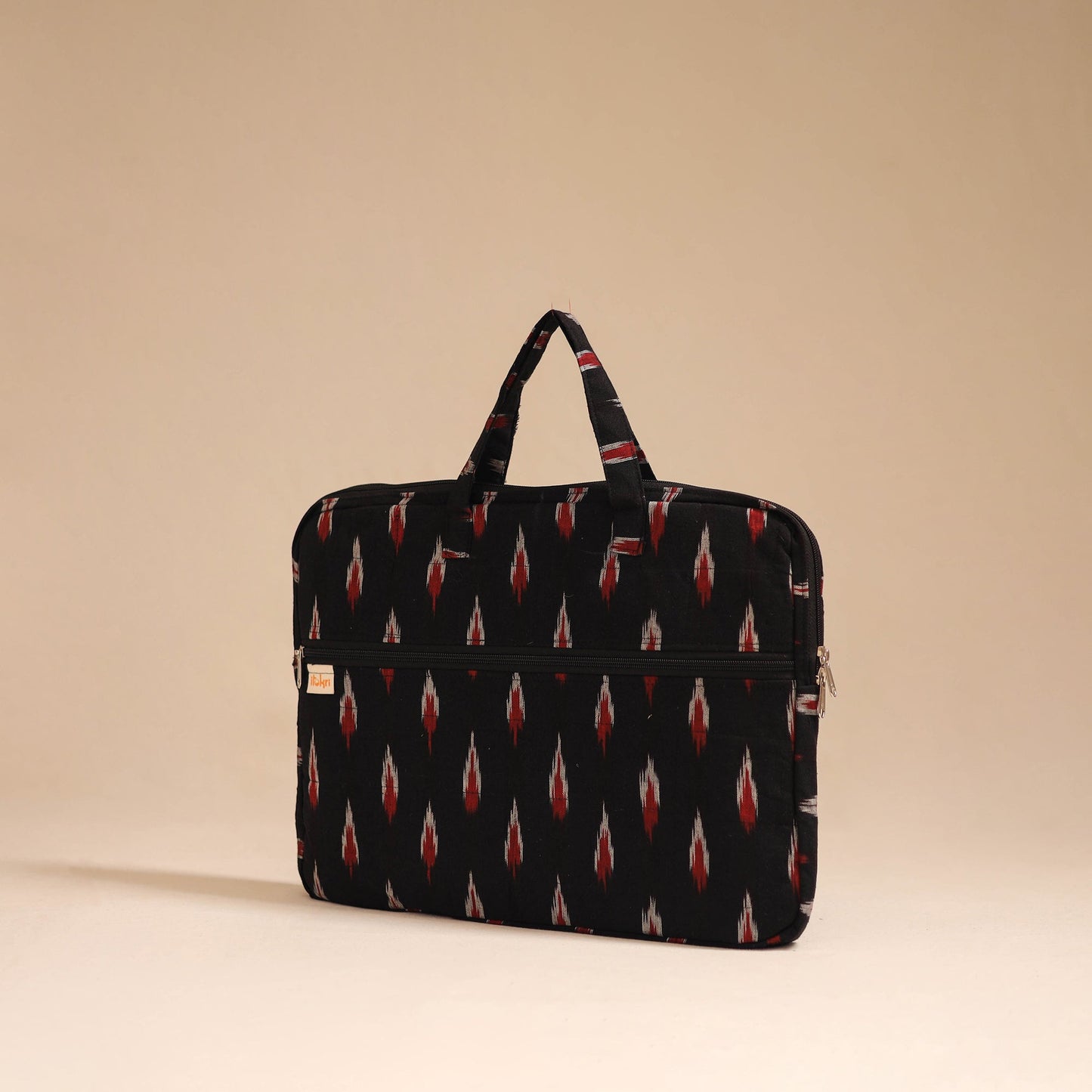 Black - handcrafted cotton quilted laptop bag 08