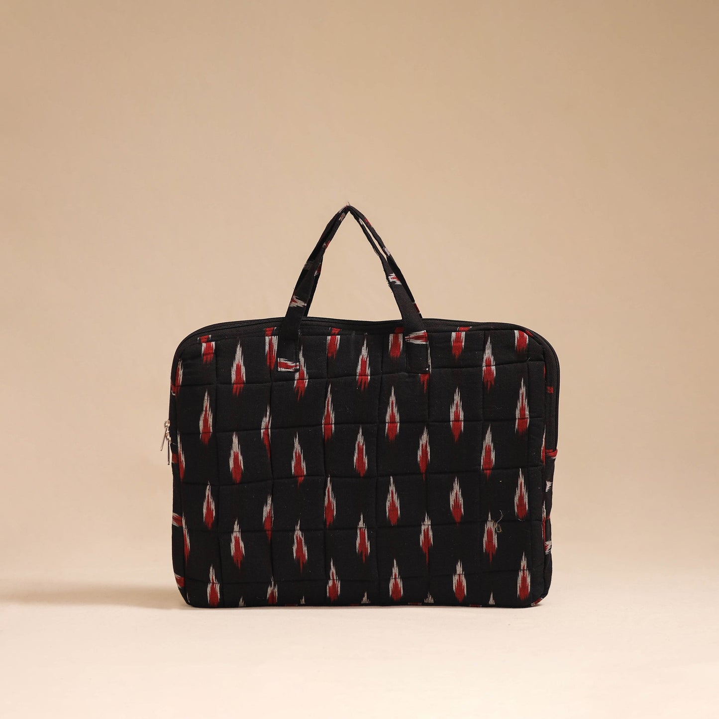 Black - handcrafted cotton quilted laptop bag 08