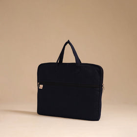 Black - handcrafted cotton quilted laptop bag 20