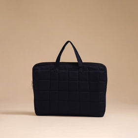 Black - handcrafted cotton quilted laptop bag 20