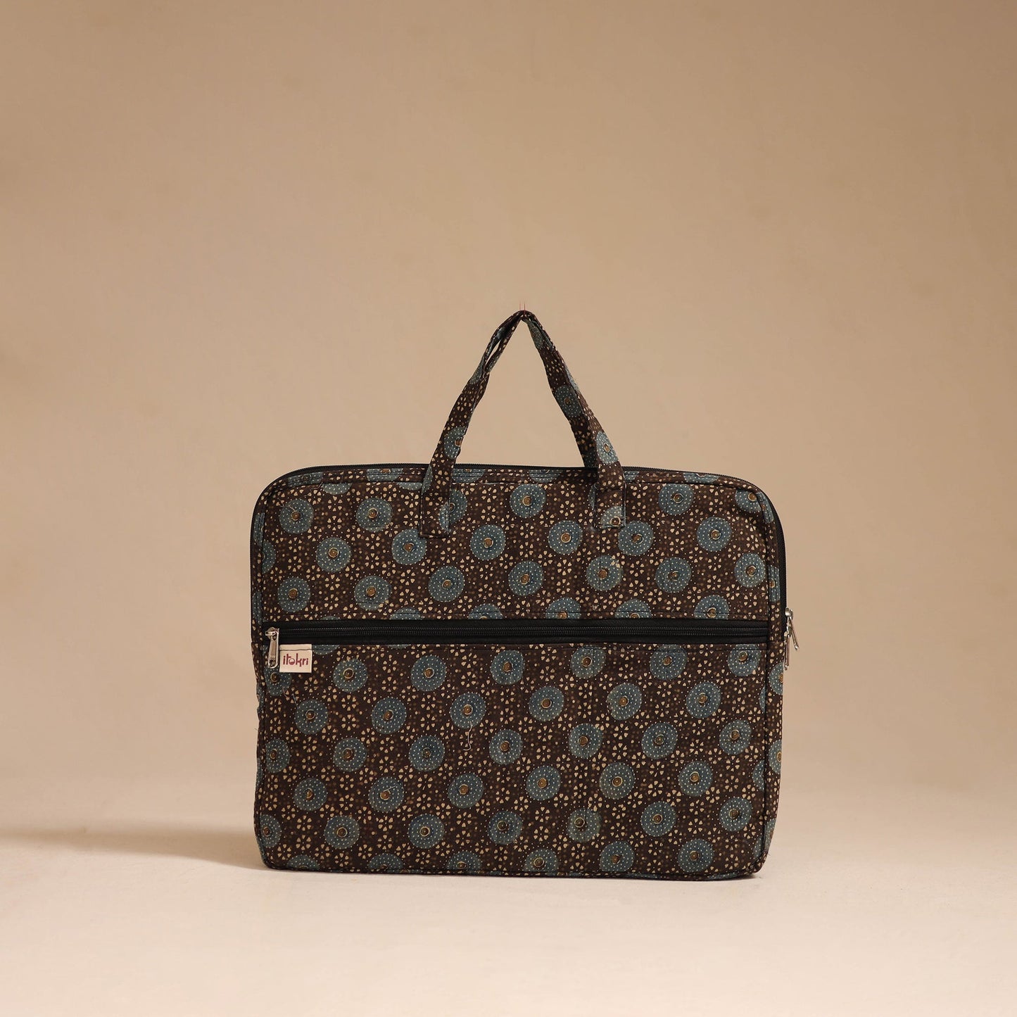 Black - handcrafted cotton quilted laptop bag 25