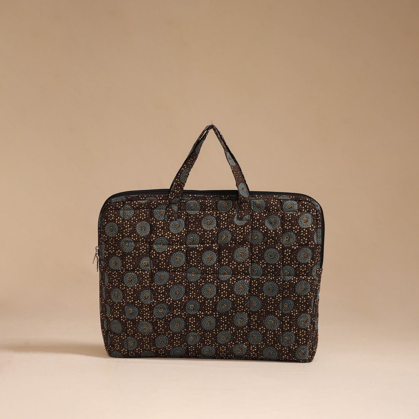 Black - handcrafted cotton quilted laptop bag 25