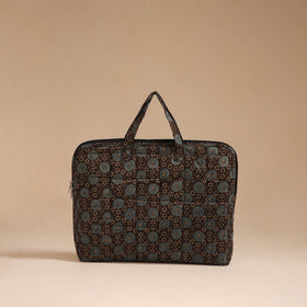 Black - handcrafted cotton quilted laptop bag 25