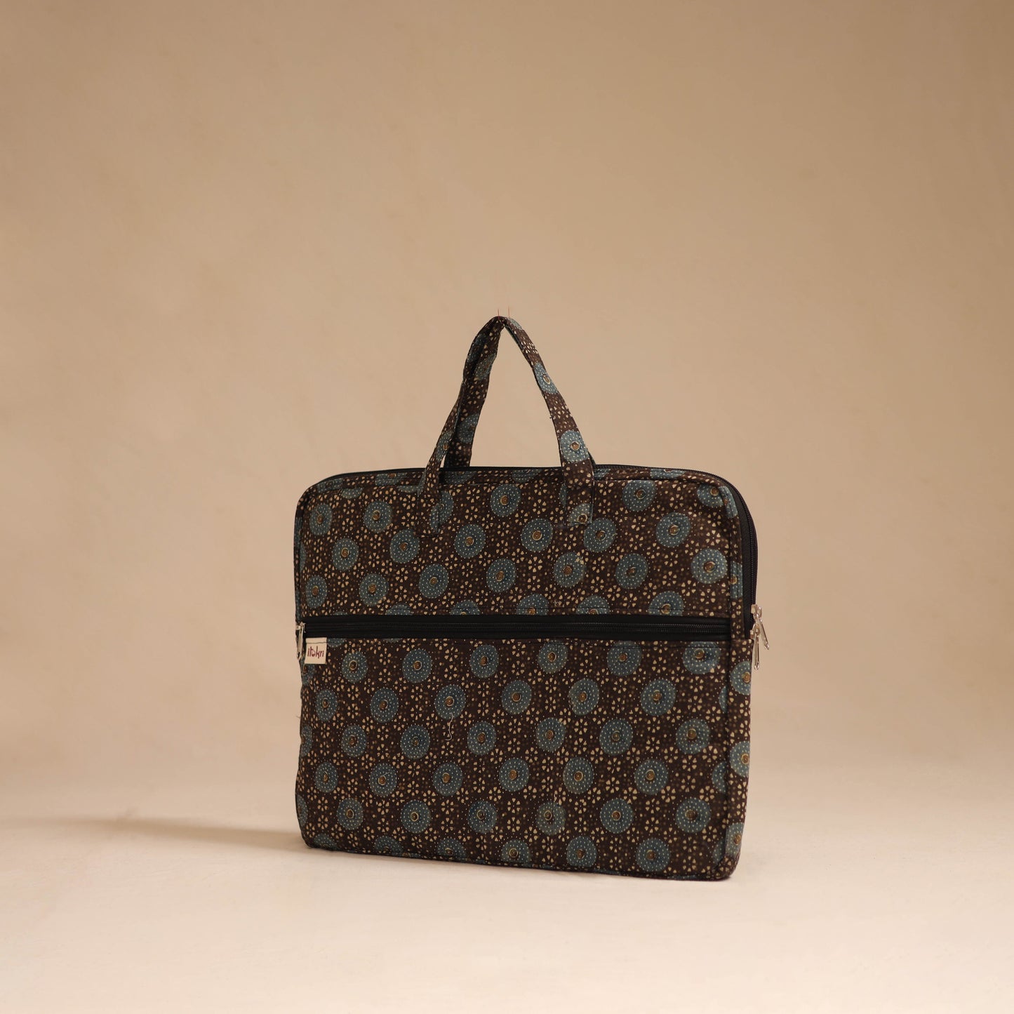 Black - handcrafted cotton quilted laptop bag 25