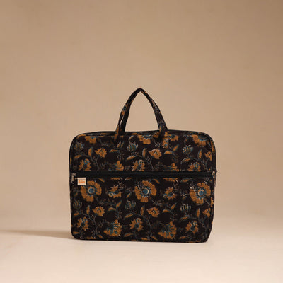 Black - handcrafted cotton quilted laptop bag 29