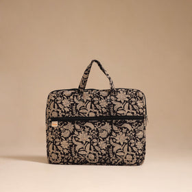 Black - handcrafted cotton quilted laptop bag 30