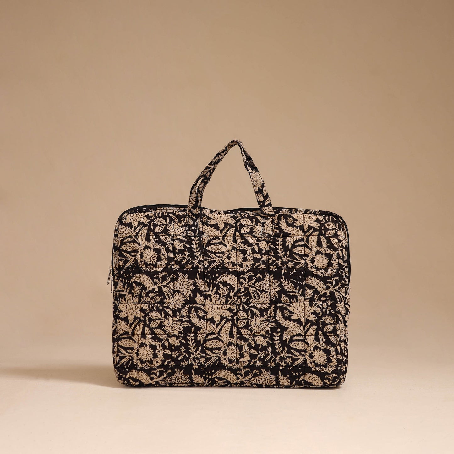 Black - handcrafted cotton quilted laptop bag 30