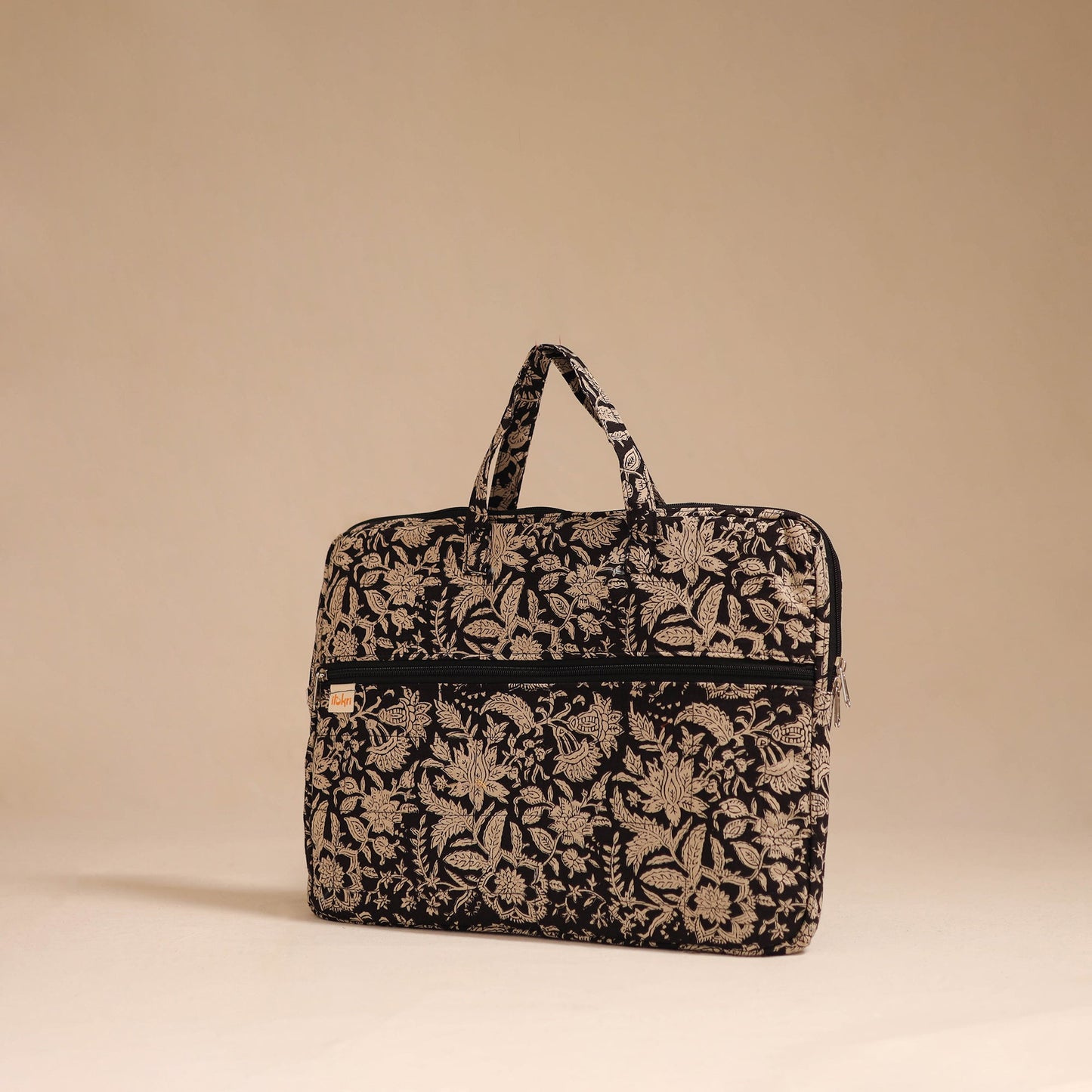 Black - handcrafted cotton quilted laptop bag 30