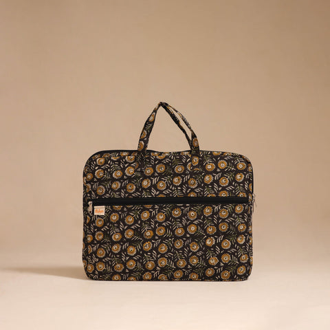 Black - handcrafted cotton quilted laptop bag 31