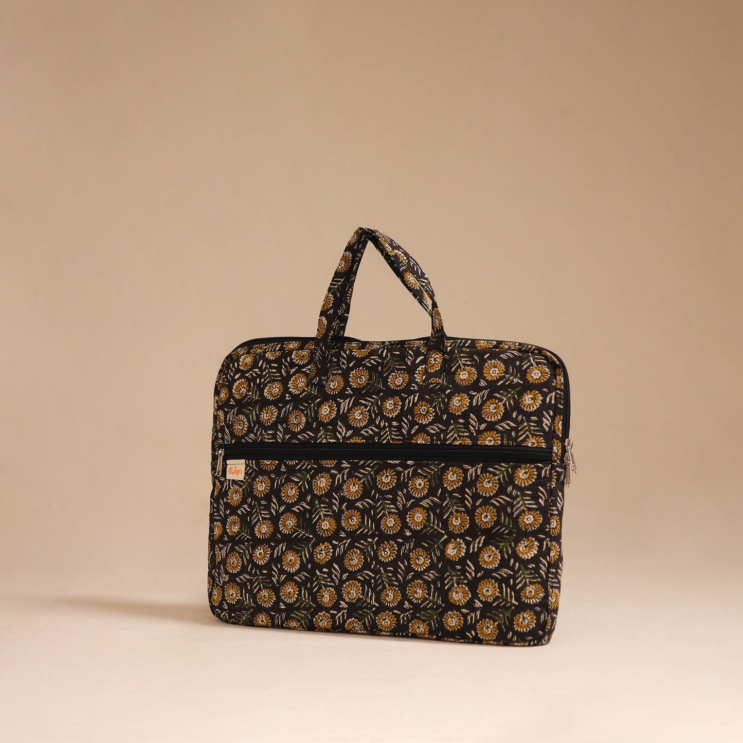 Black - handcrafted cotton quilted laptop bag 31