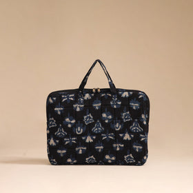 Black - handcrafted cotton quilted laptop bag 32