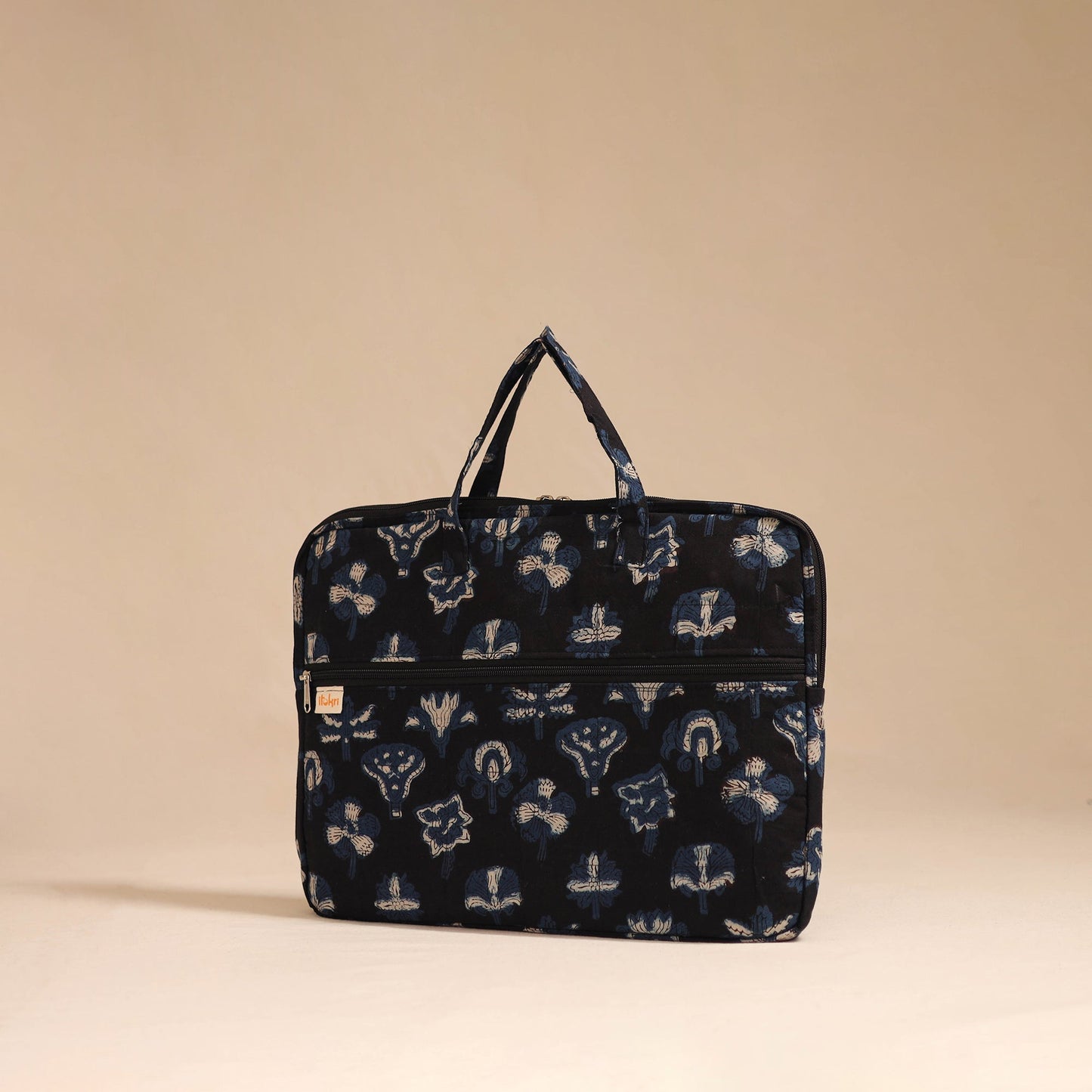 Black - handcrafted cotton quilted laptop bag 32