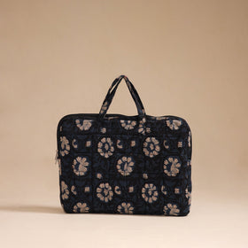Black - handcrafted cotton quilted laptop bag 33