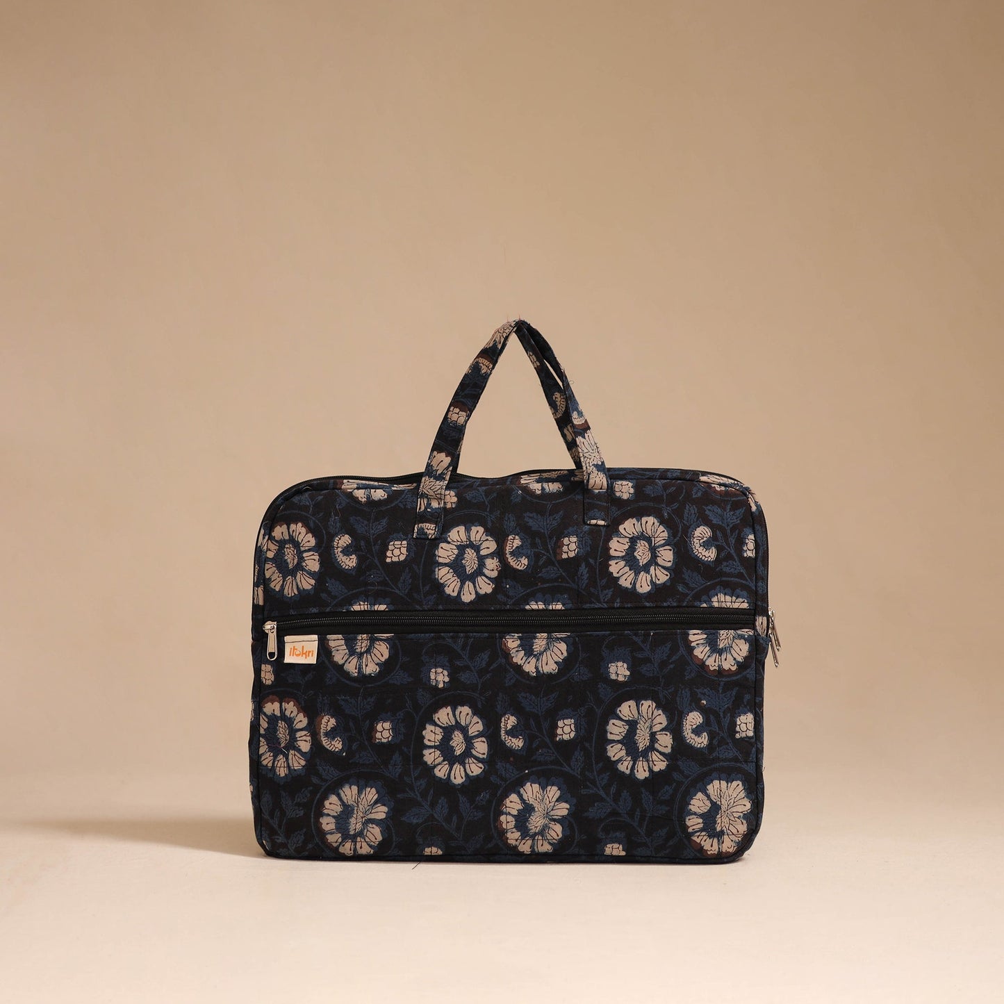 Black - handcrafted cotton quilted laptop bag 33