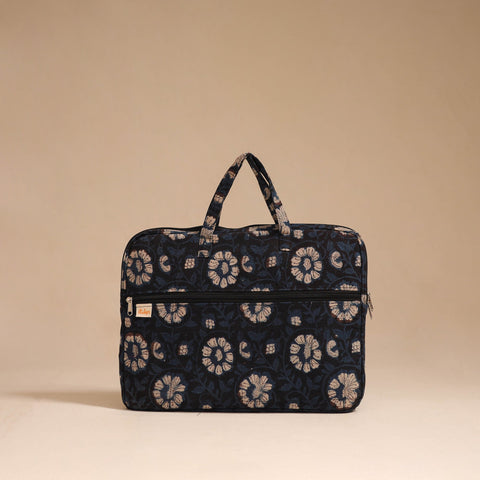 Black - handcrafted cotton quilted laptop bag 33