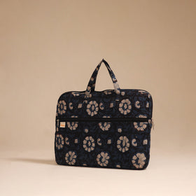 Black - handcrafted cotton quilted laptop bag 33