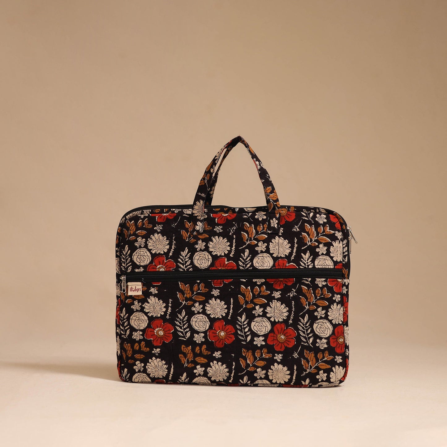 Black - handcrafted cotton quilted laptop bag 37