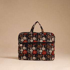 Black - handcrafted cotton quilted laptop bag 37