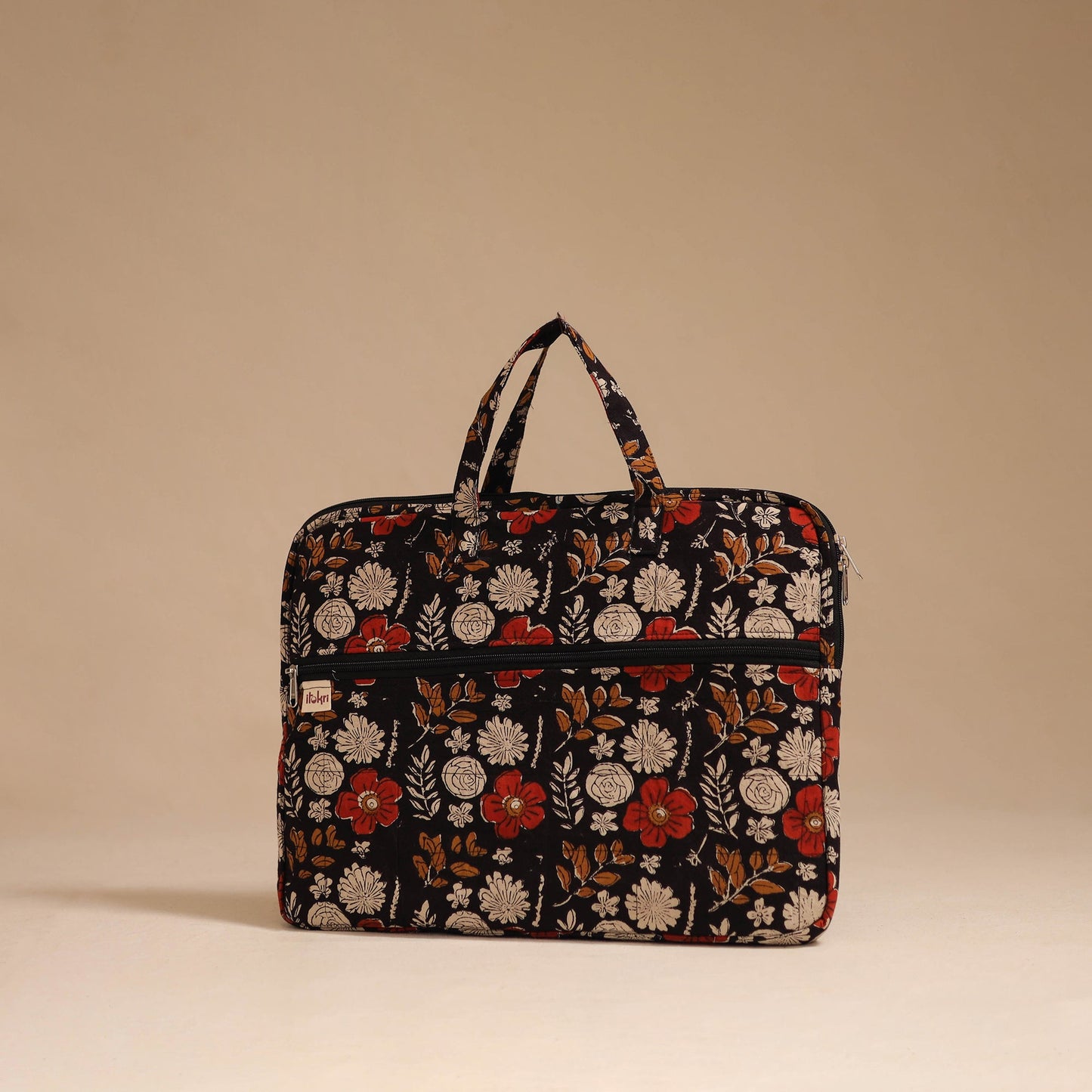 Black - handcrafted cotton quilted laptop bag 37