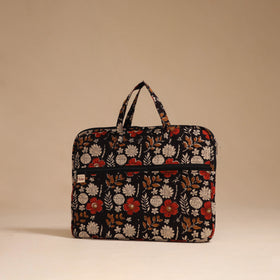 Black - handcrafted cotton quilted laptop bag 37