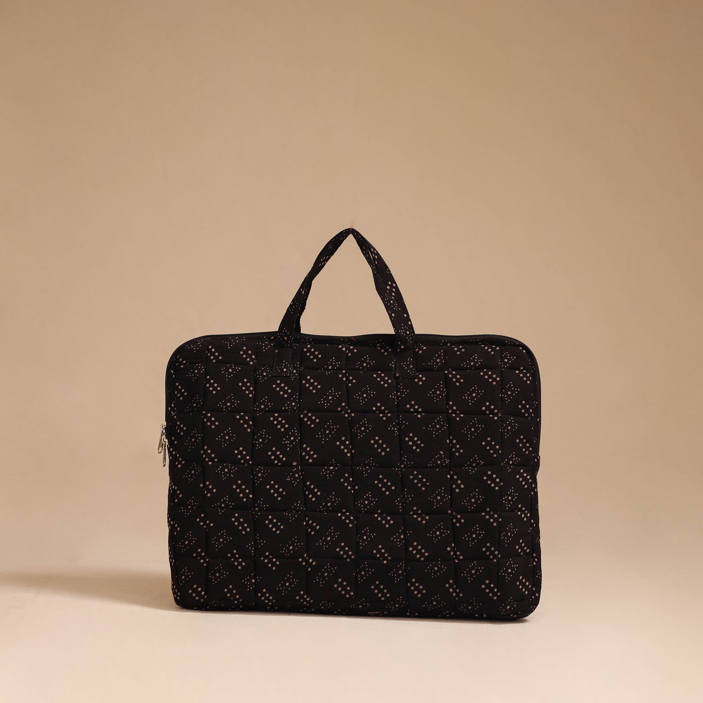 Black - handcrafted cotton quilted laptop bag 41