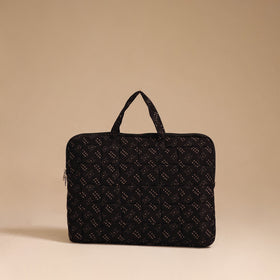 Black - handcrafted cotton quilted laptop bag 41
