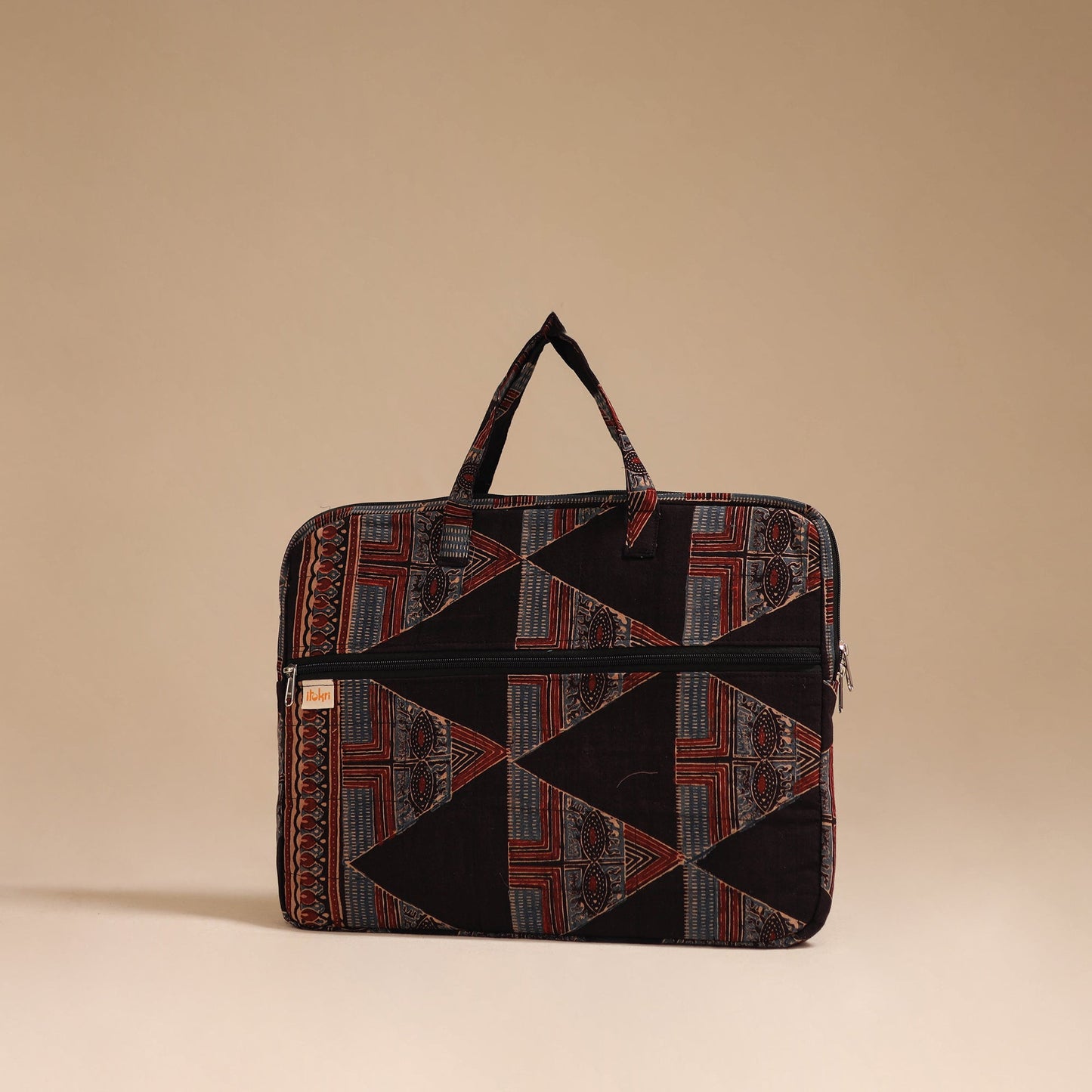 Black - handcrafted cotton quilted laptop bag 42