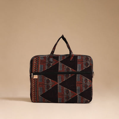 Black - handcrafted cotton quilted laptop bag 42