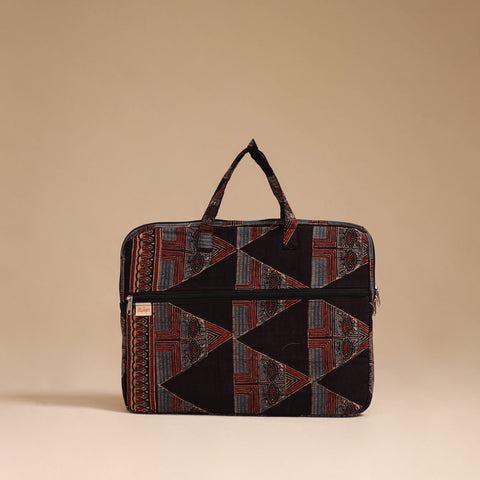 Black - handcrafted cotton quilted laptop bag 42