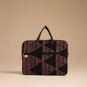 Black - handcrafted cotton quilted laptop bag 42