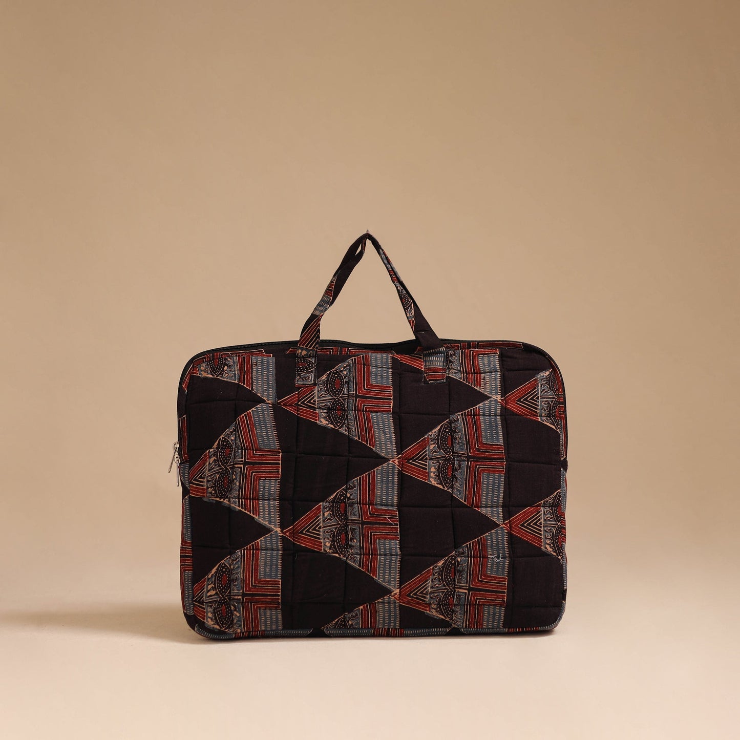 Black - handcrafted cotton quilted laptop bag 42