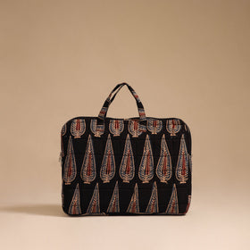 Black - handcrafted cotton quilted laptop bag 46