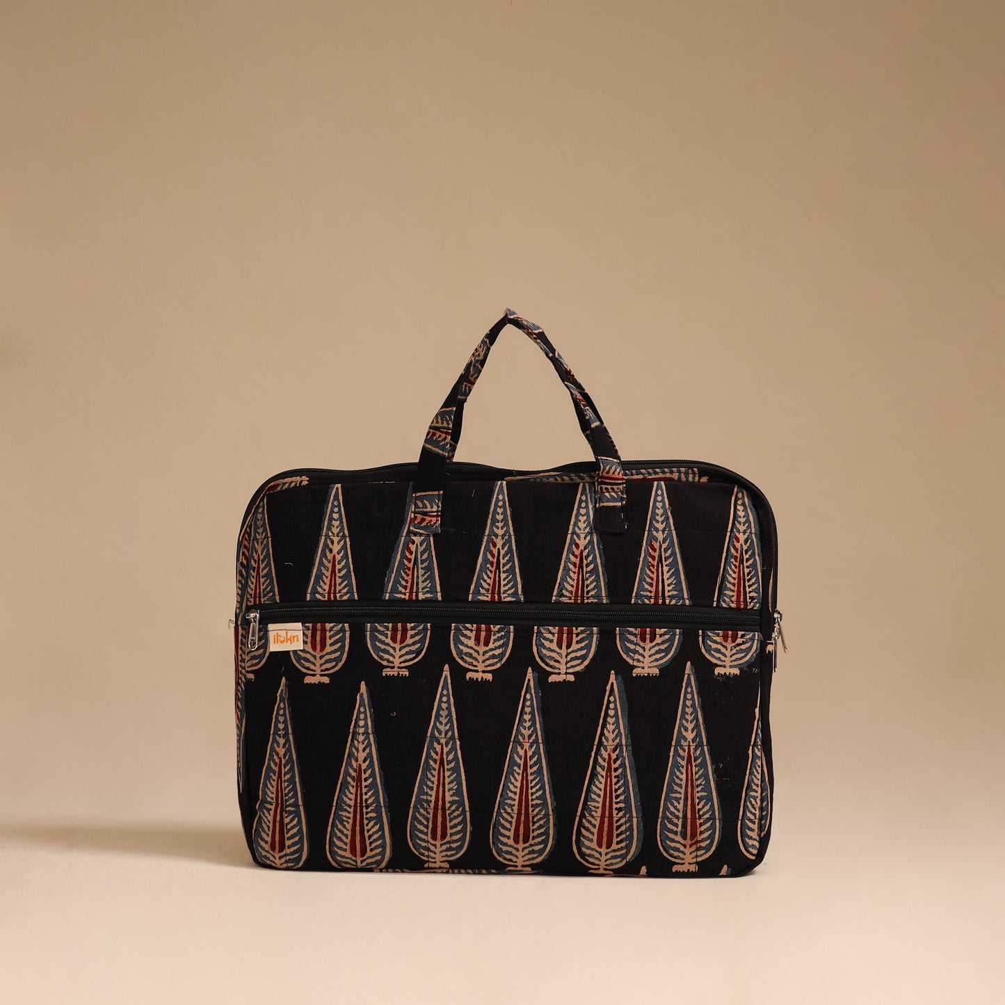 Black - handcrafted cotton quilted laptop bag 46