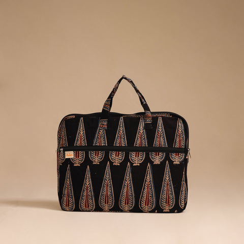 Black - handcrafted cotton quilted laptop bag 46