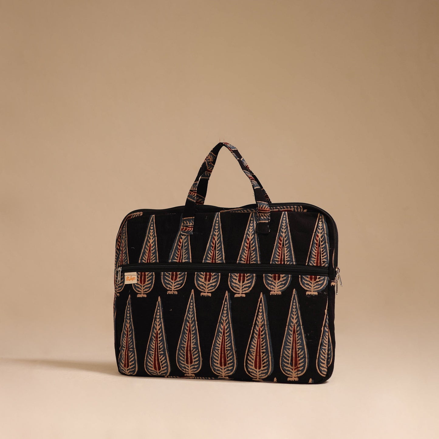 Black - handcrafted cotton quilted laptop bag 46