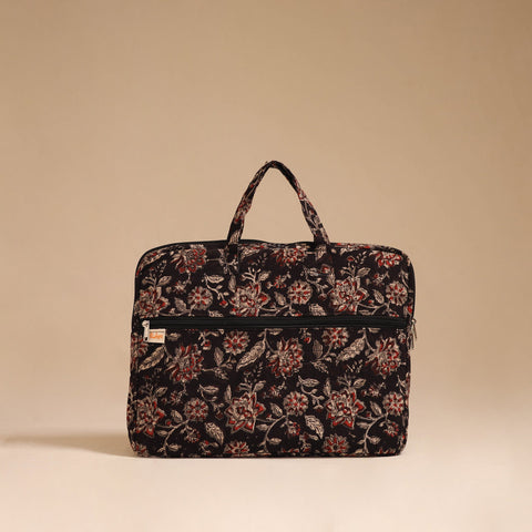 Black - handcrafted cotton quilted laptop bag 55