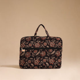 Black - handcrafted cotton quilted laptop bag 55