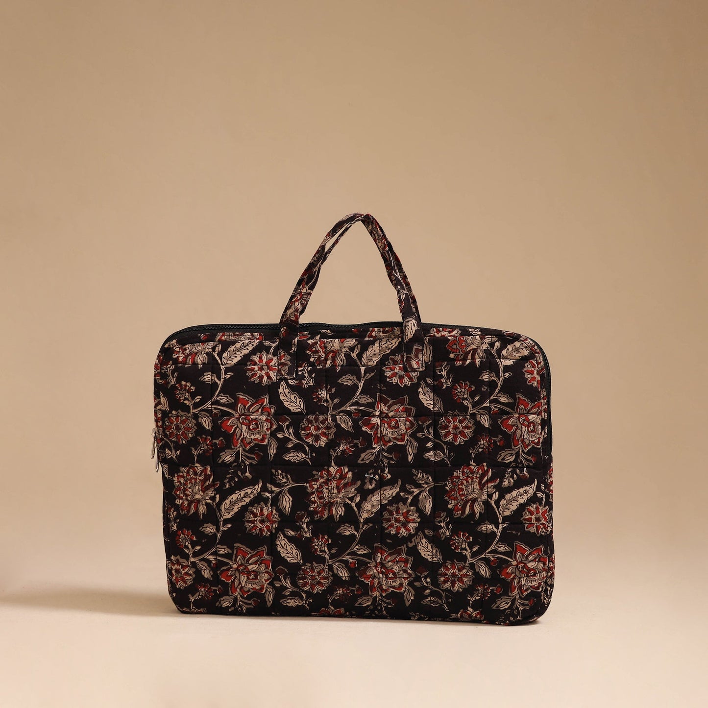 Black - handcrafted cotton quilted laptop bag 55