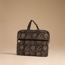 Black - handcrafted cotton quilted laptop bag 57