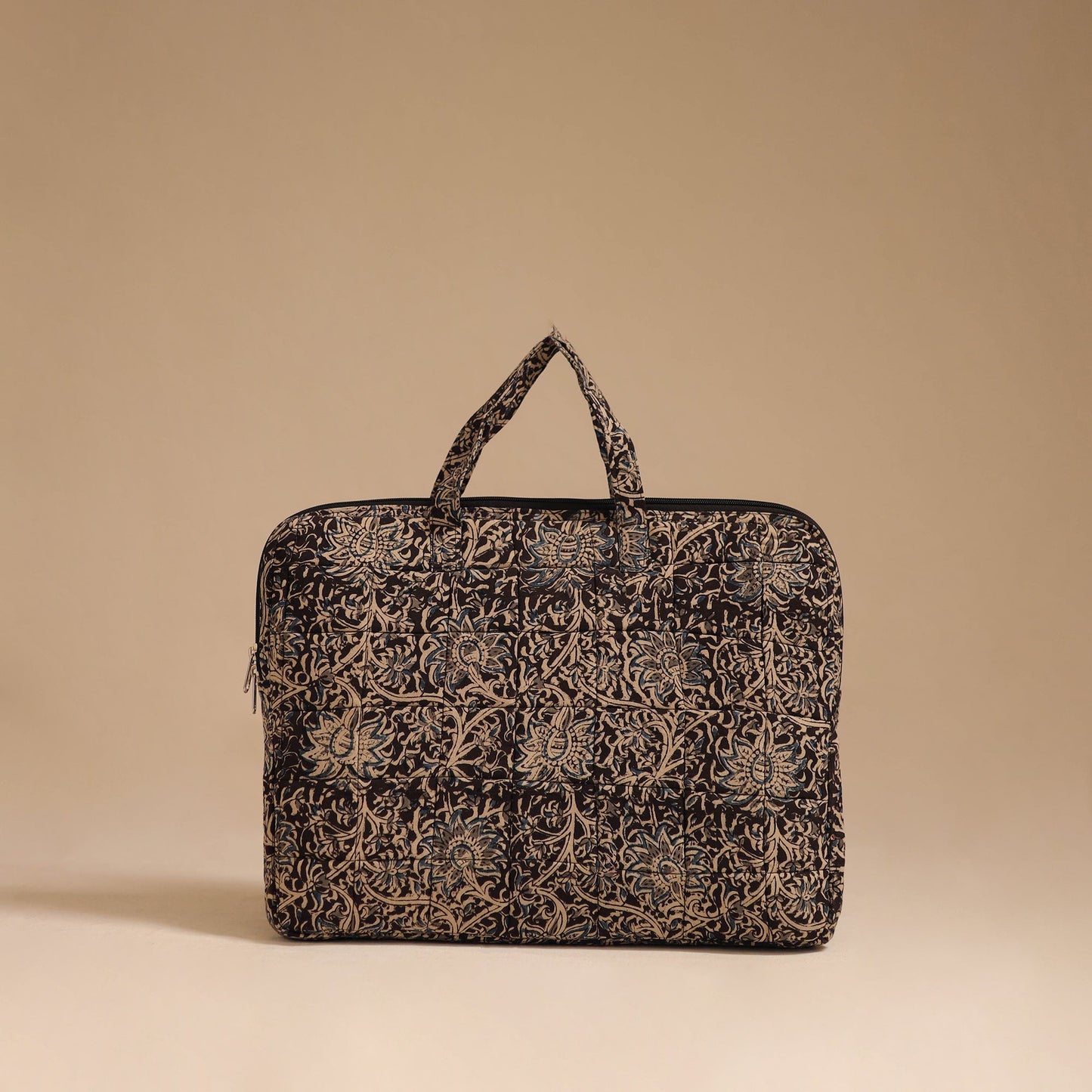 Black - handcrafted cotton quilted laptop bag 57