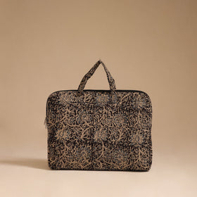 Black - handcrafted cotton quilted laptop bag 57