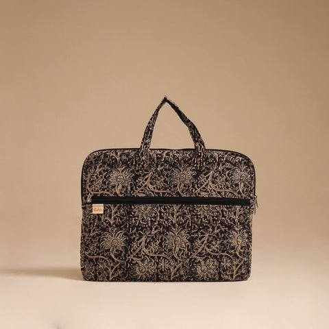 Black - handcrafted cotton quilted laptop bag 57