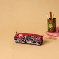 Black - handcrafted cotton quilted pencil pouch 12