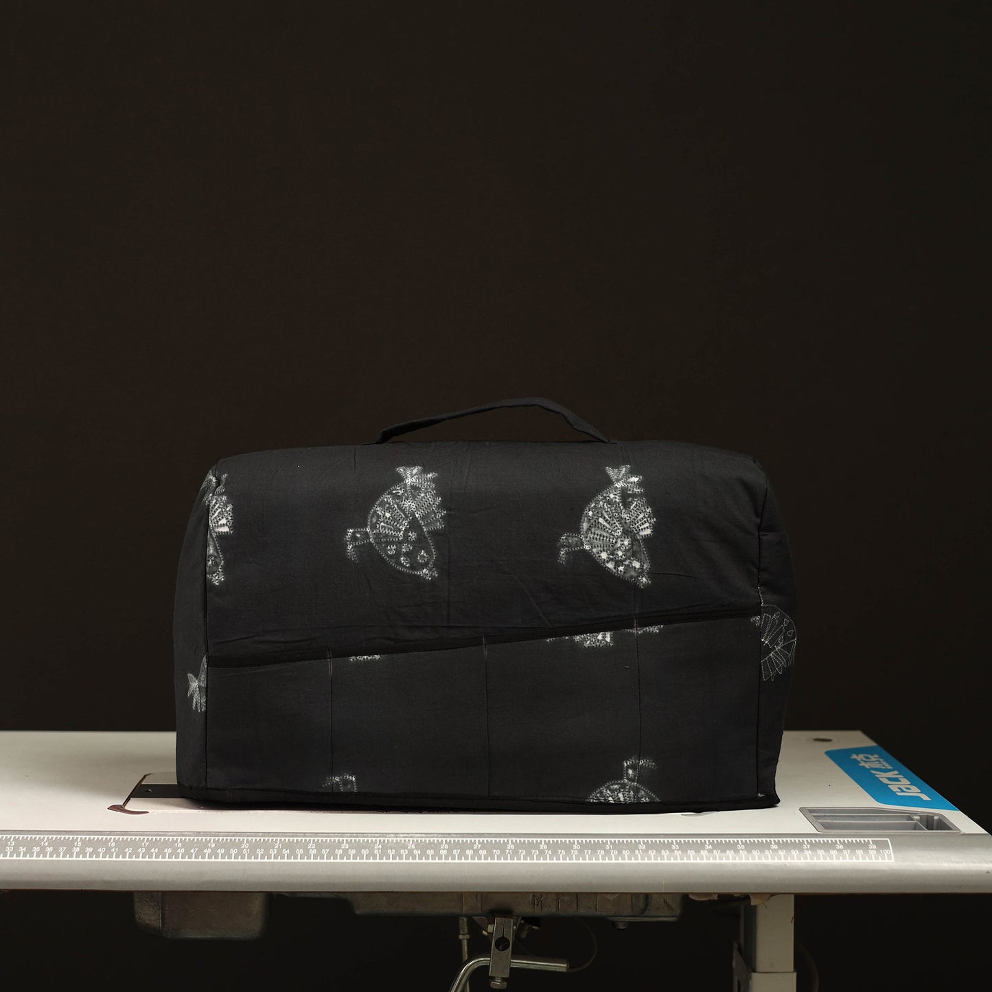 Black Handcrafted Cotton Sewing Machine Cover 