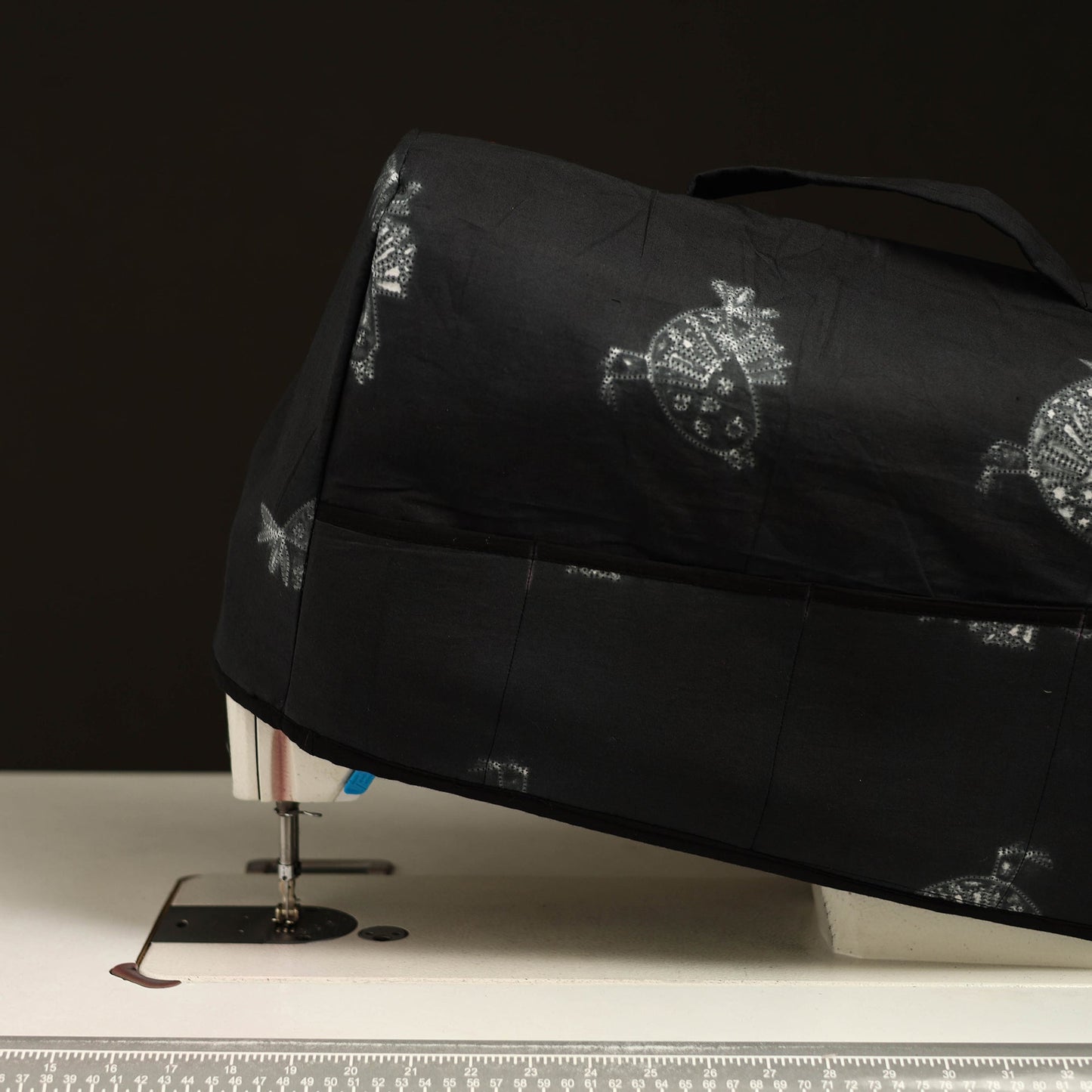 Black Handcrafted Cotton Sewing Machine Cover 