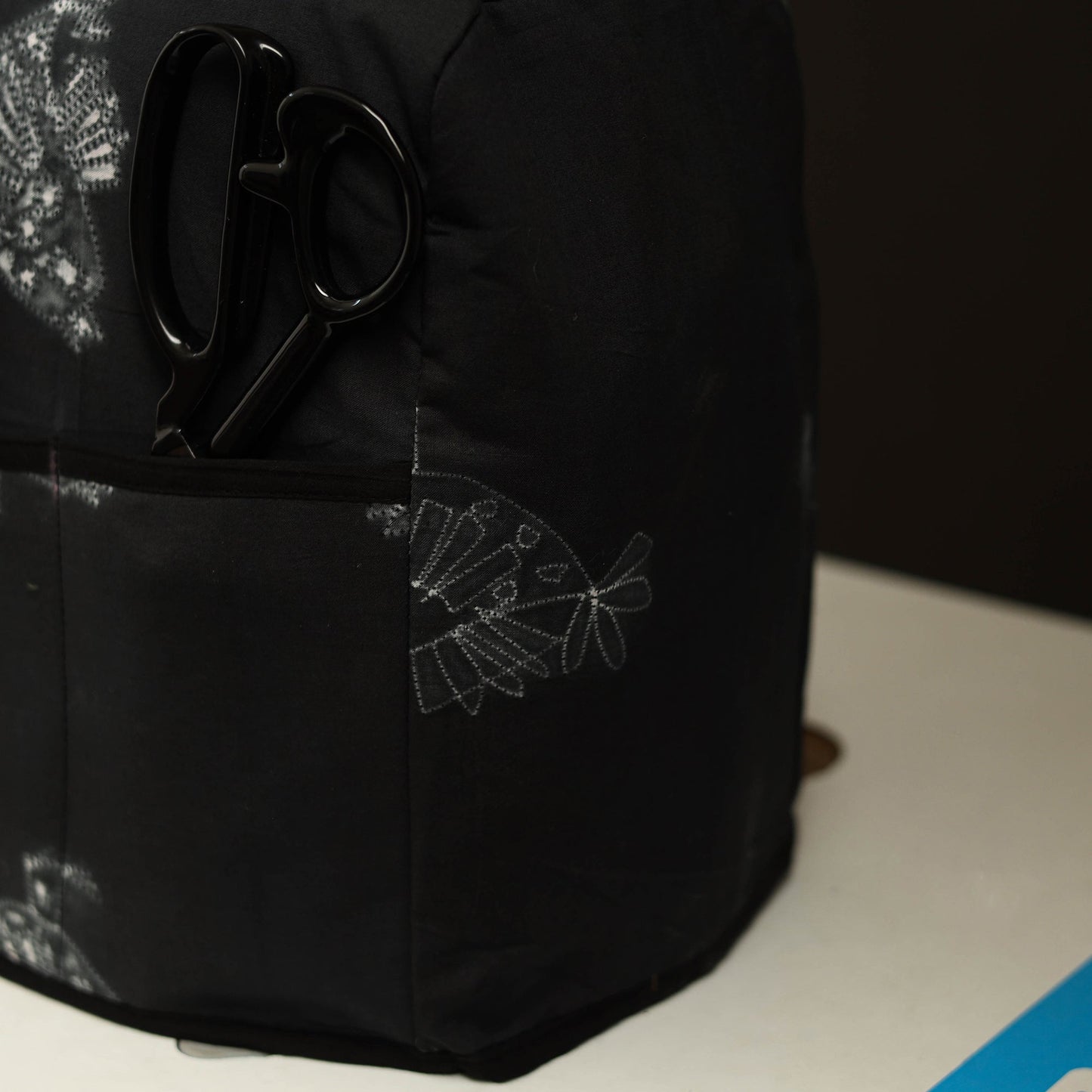Black Handcrafted Cotton Sewing Machine Cover 